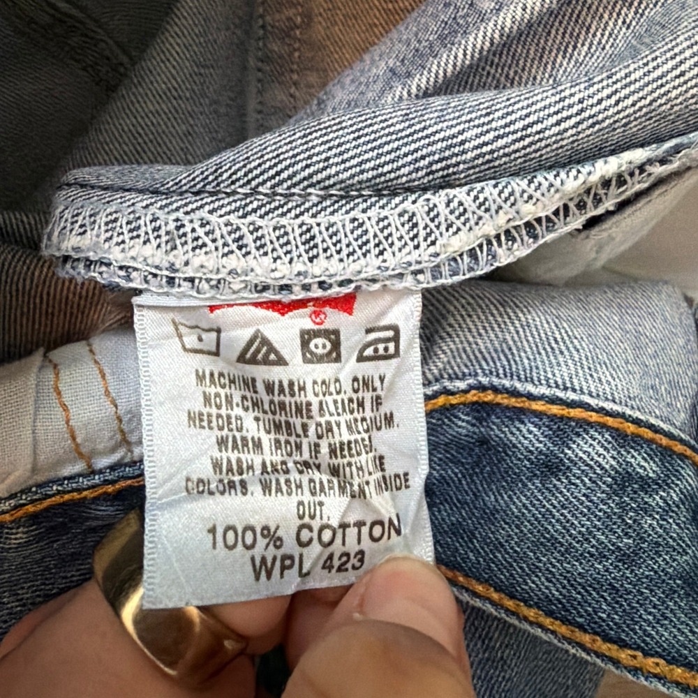 Levi's 501 Original Fit Heavy Starch Straight Leg Blue Denim Jeans 34x35 - Picture 2 of 9
